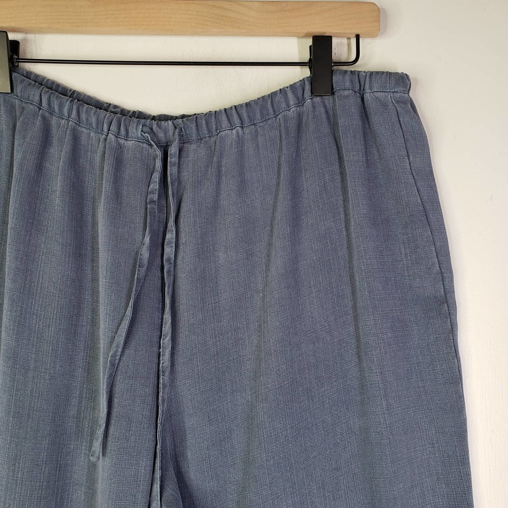 Soft Surroundings Tencel Wide Leg Pants M Blue Drawstring Waist - Picture 2 of 7
